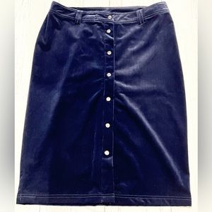 Navy Blue NWT Corduroy Button Front Pencil Skirt by Christopher & Banks Size 14W